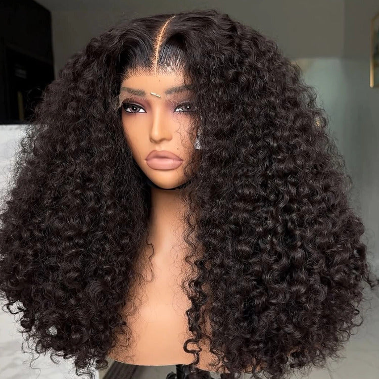Long Jerry Curly Hair Lace Front Human Hair Wig Bleached Knots Wig - Rafarada