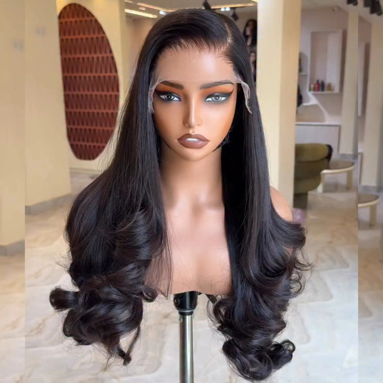 Half Body Wave Human Hair Wig Glueless HD Transparent Lace Front Wig - Rafarada