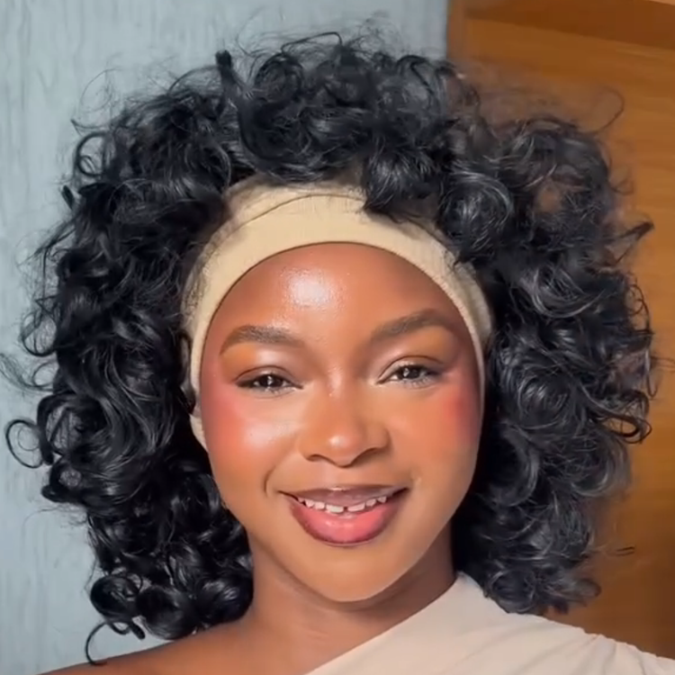 3-In-1 Half Wig Bouncy Romance Curl Human Hair Wig Glueless Flexi-Fit Drawstring Wig - Rafarada
