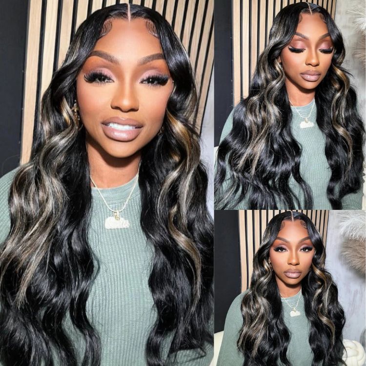 Highlight Body Wave Wig 13x4 Lace Front /6x4 Lace Closure Wigs Ombre Light Blonde Color Wig  - Rafarada