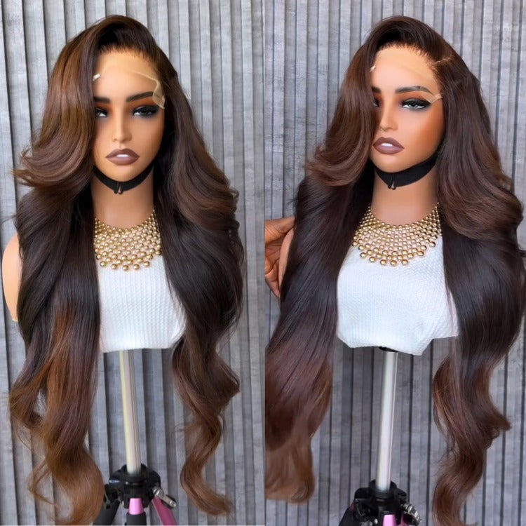 Brown Balayage Body Wave Human Hair Wig Soft Natural Waves Hair- Rafarada