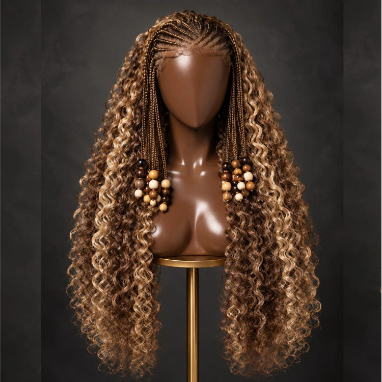 Chocolate Brown Color Pre-Braiding Kinky Curly 13x6 Lace Front Wig Voluminous Wear and Go Wig - Rafarada