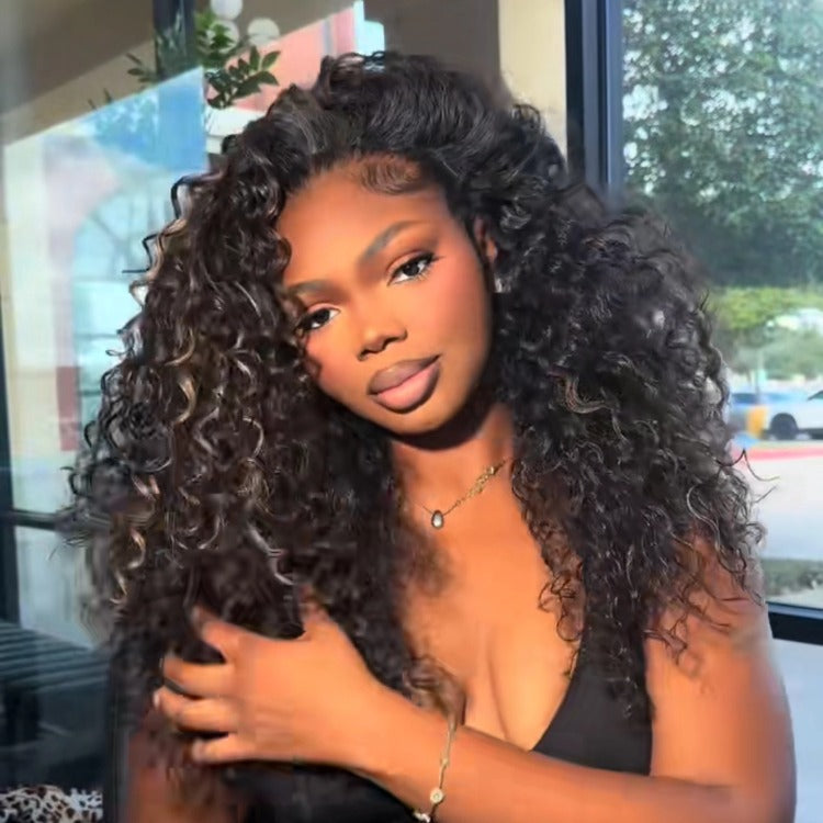 Highlight Blonde Color Curly Wig HD Transparent Lace Wigs - Rafarada