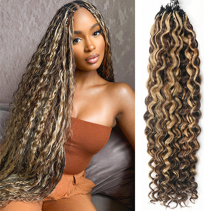 Highlight Curly Crochet Human Hair Boho Locs Pre Looped Feather Crochet Hair- Rafarada