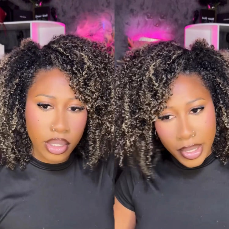 Highlight Color Afro Curly Crochet Hair 100% Human Crochet Hair Extensions - Rafarada