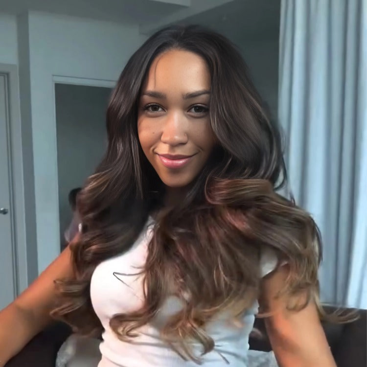 Highlight Loose Body Wave Wig 100% Human Hair Pre Cut Glueless HD Lace Wig - Rafarada