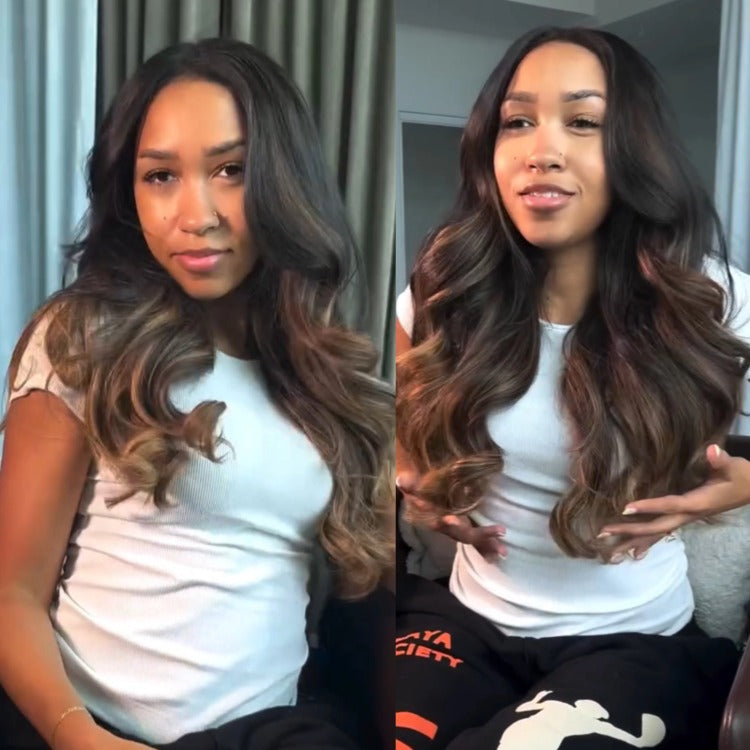 Highlight Loose Body Wave Wig 100% Human Hair Pre Cut Glueless HD Lace Wig - Rafarada