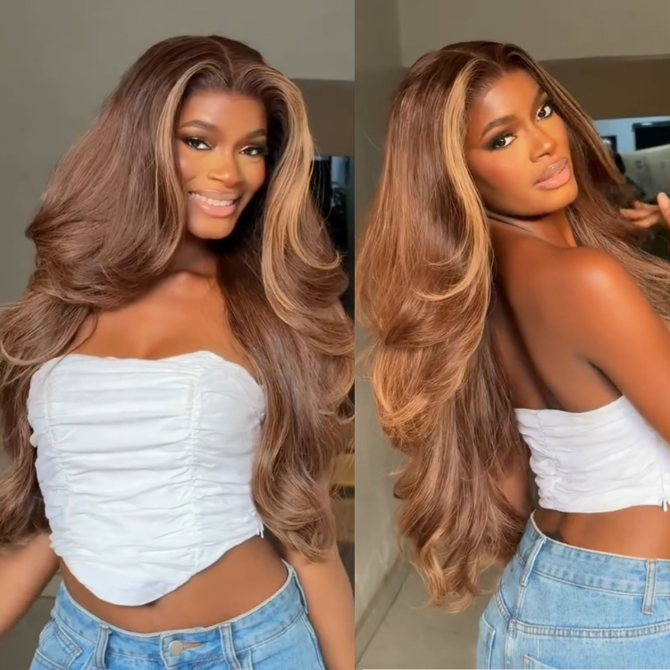 Body Wave Wig 100% Human Hair Honey Blonde Glueless Lace Front Wig - Rafarada