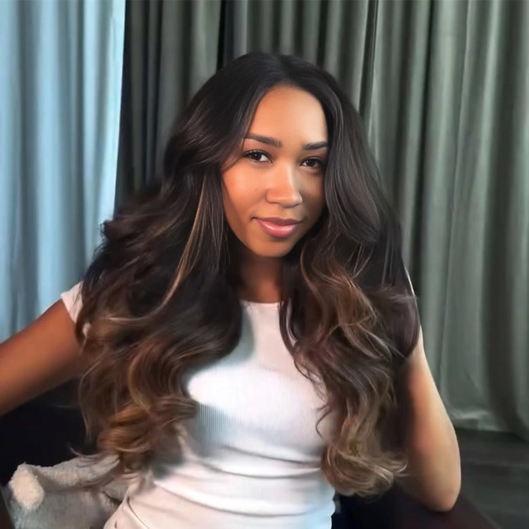 Highlight Loose Body Wave Wig 100% Human Hair Pre Cut Glueless HD Lace Wig - Rafarada