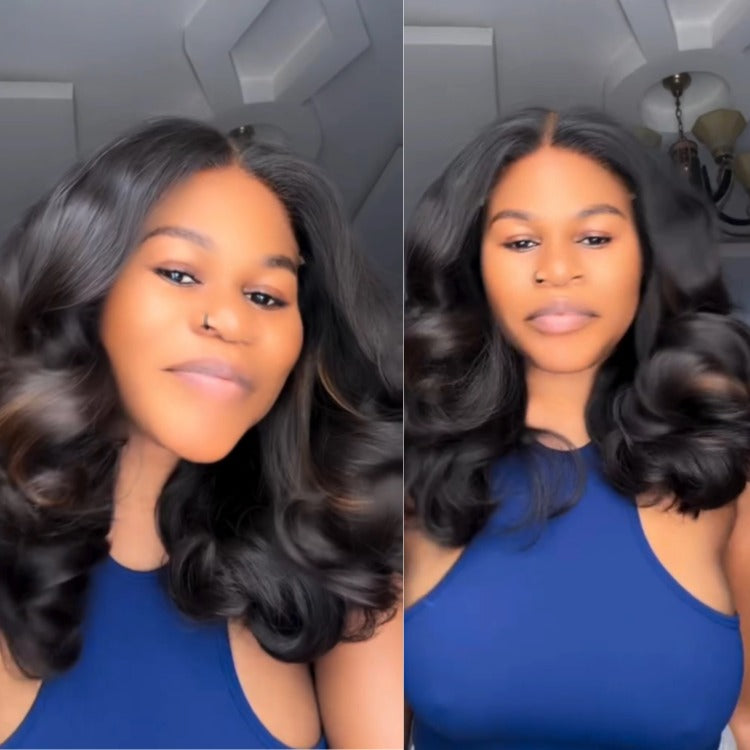 Loose Wave Hair Bob Wig Highlight Brown 100% Human Hair Lace Wigs - Rafarada