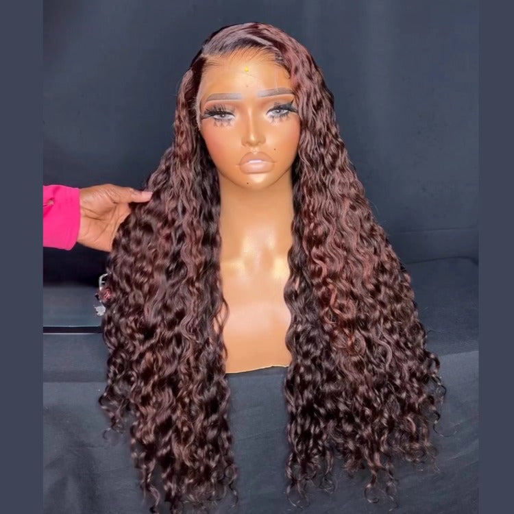 Cooper Brown Highlight Burmese Curly Wig Lace Frontal Bouncy Deep Curly Wig Brown Glueless Human Hair Wig - Rafarada