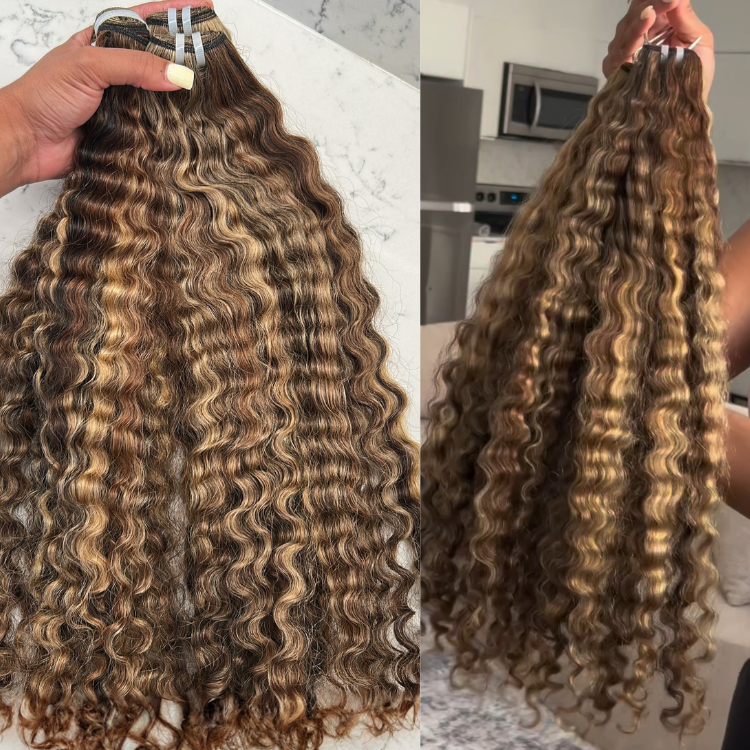 Piano Highlight Burmese Curly Mix Color Human Hair Bundles P4/30/27 Colored Weave Hair Extensions - Rafarada
