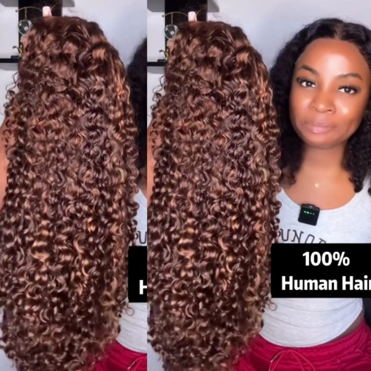Highlight Color Burmese Curly Wave HD Lace Wig High Density Human Hair - Rafarada