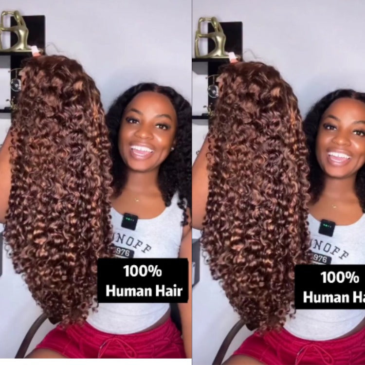 Highlight Color Burmese Curly Wave HD Lace Wig High Density Human Hair - Rafarada