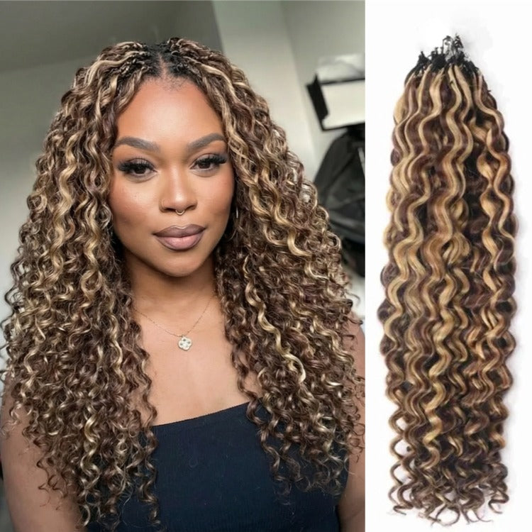 Highlight Curly Crochet Human Hair Boho Locs Pre Looped Feather Crochet Hair- Rafarada