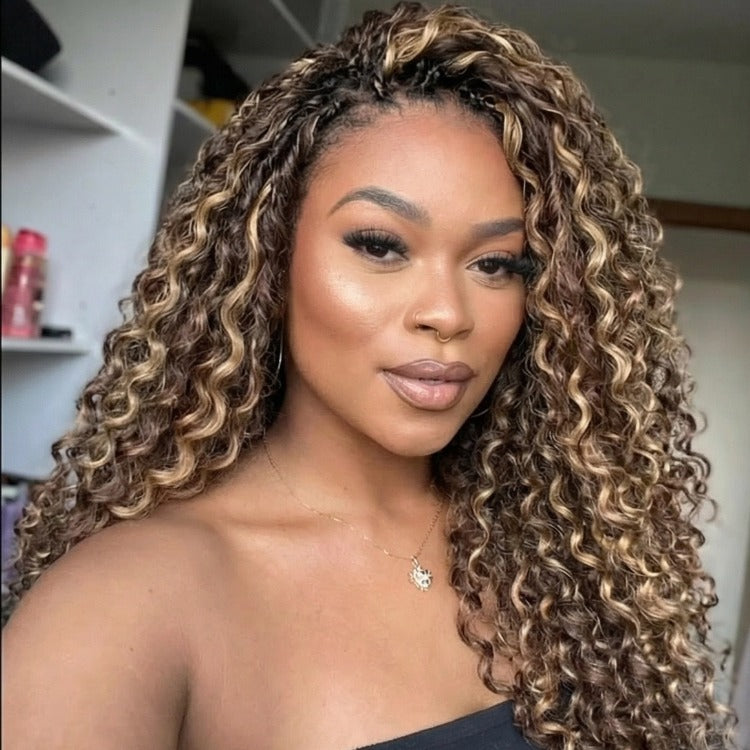 Highlight Curly Crochet Human Hair Boho Locs Pre Looped Feather Crochet Hair- Rafarada