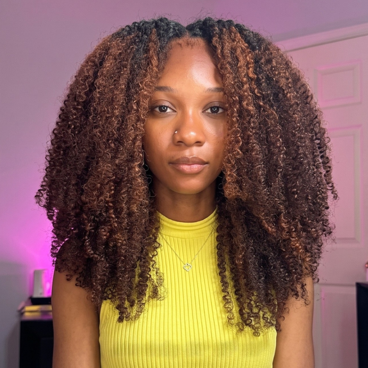 Highlight Afro Kinky Curly Human Hair Bundles 1B/30 Ombre Brown Kinky Coily Weave - Rafarada