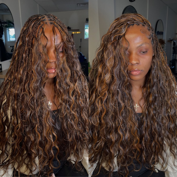 Highlight Loose Deep Wave hair Bulk Human Hair Extensions Brown Highlight Color Braiding Hair - Rafarada