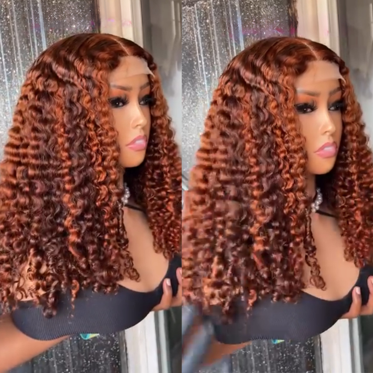 Highlight Piano Color Burmese Curly Wig Bouncy Highlight Brown Curly Wig Pre-plucked Natural Hairline - Rafarada