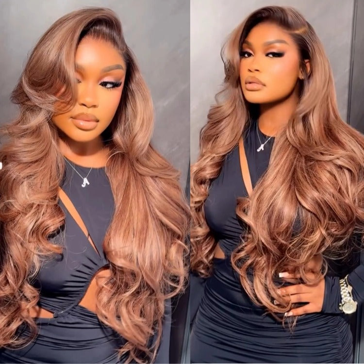 Honey Blonde Color Highlight Human Hair High Density Lace Front Loose Wave Human Hair wig- Rafarada