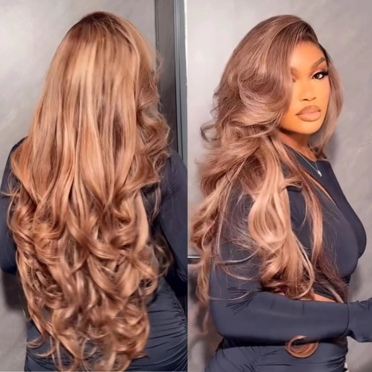 Honey Blonde Color Highlight Human Hair High Density Lace Front Loose Wave Human Hair wig- Rafarada
