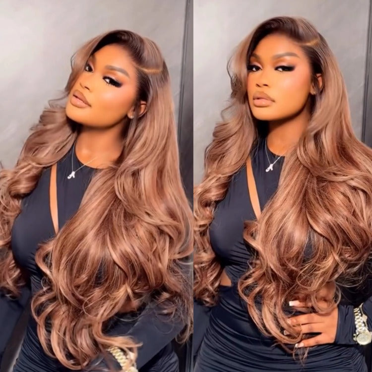 Honey Blonde Color Highlight Human Hair High Density Lace Front Loose Wave Human Hair wig- Rafarada