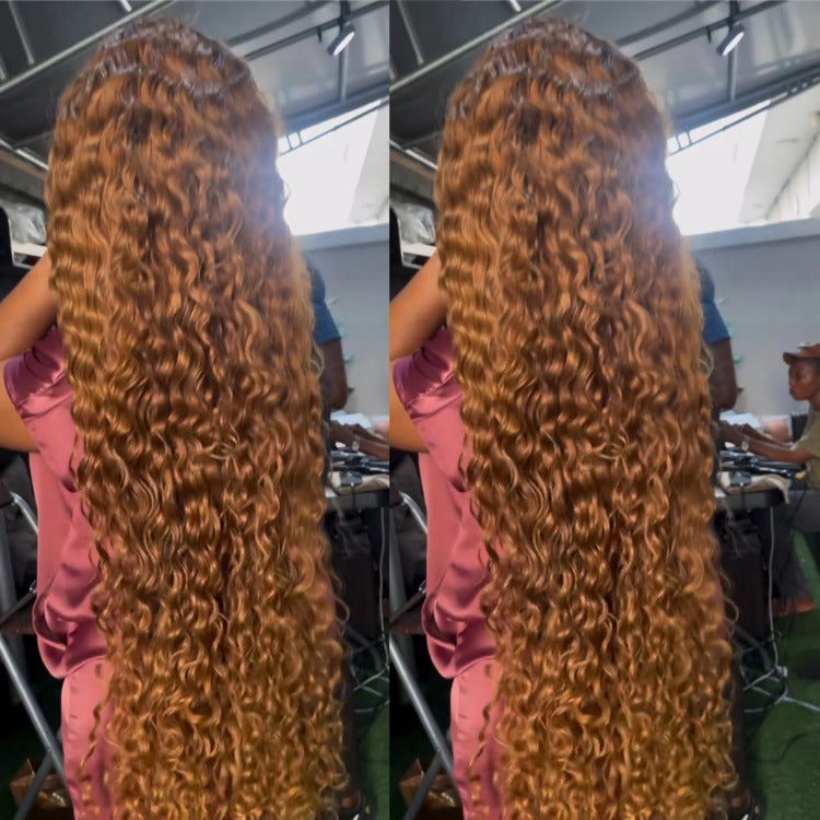 Honey Blonde Color Wig Raw Burmese Curly Wave Wig HD Transparent Lace Wigs - Rafarada