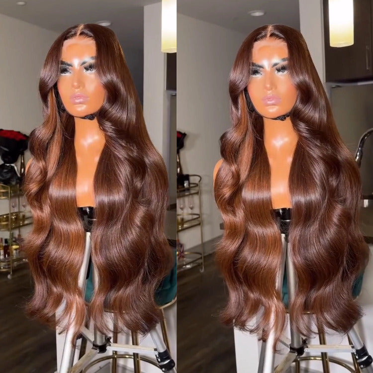 Body Wave Human Hair Wig Lace Front Wig Light Brown Highlight Honey Blonde Color - Rafarada