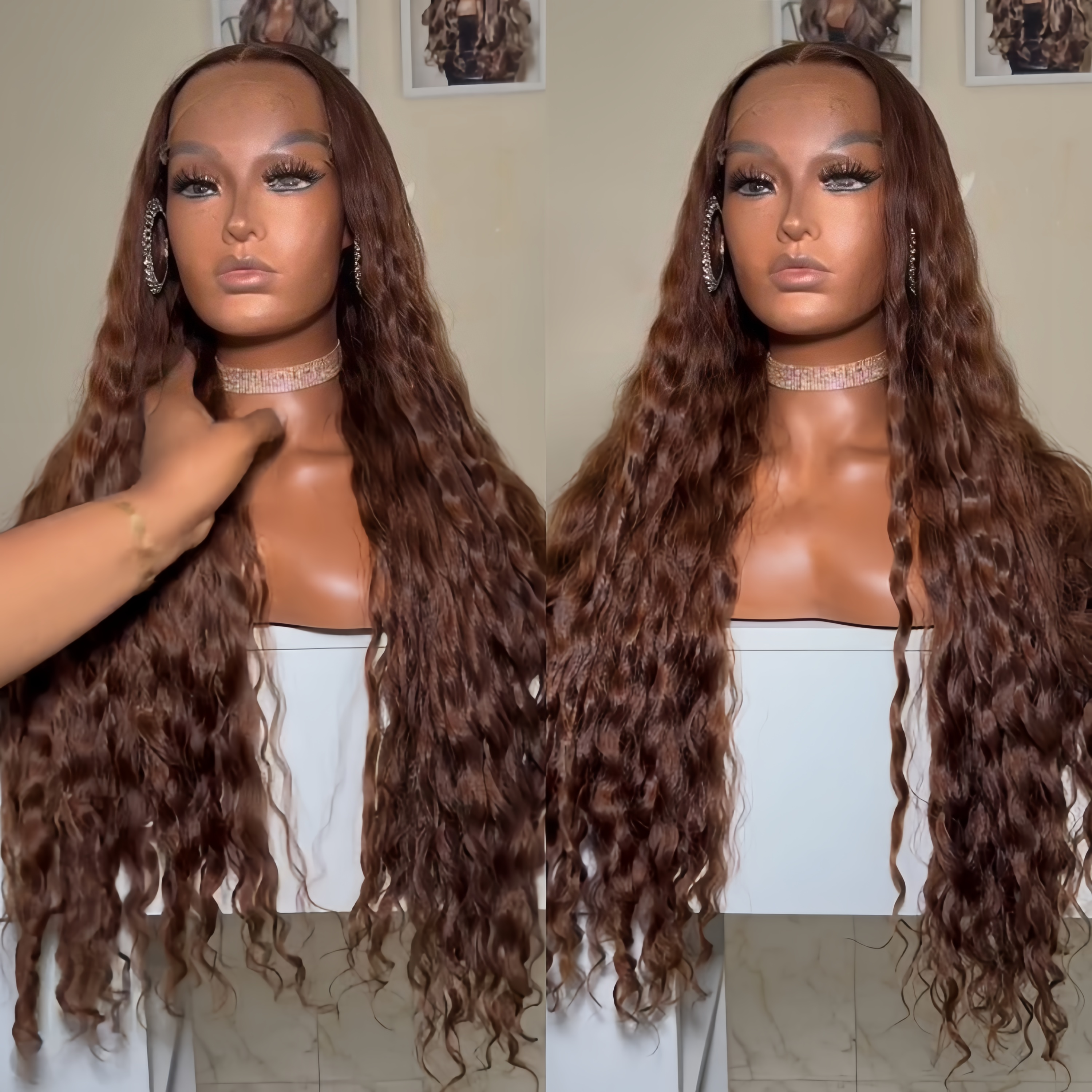 Ombre Light Brown Color Lace Front Wig Deep Wave Human Hair Wig - Rafarada