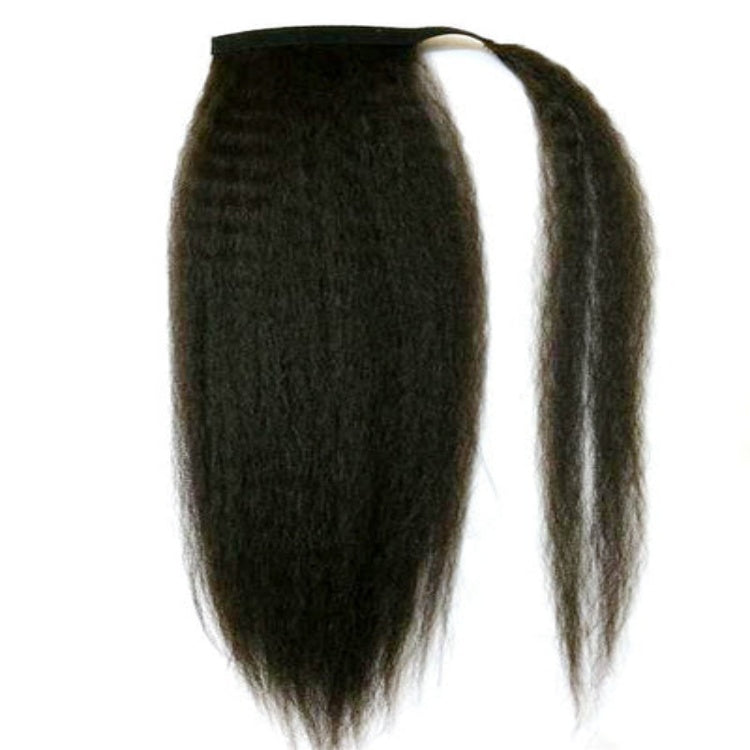 Kinky Straight Ponytail With Clip In Wrap-around Magic Velcro Human Hair - Rafarada