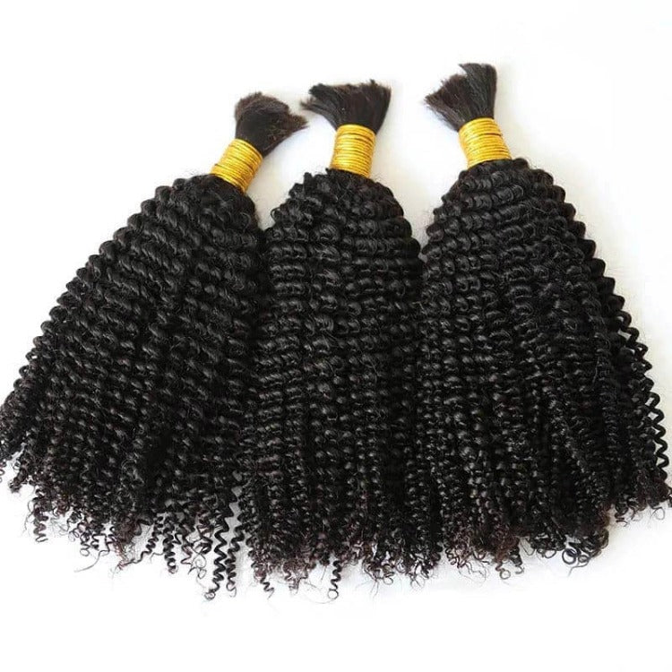 Raw Human Bulk Hair Extensions for Boho Braiding Style Kinky Curly Hair - Rafarada