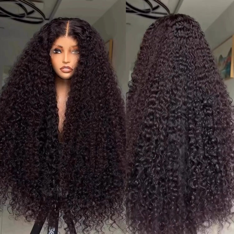 Long Hair Kinky Curly Wig Lace Front Human Hair Pre Bleached Knots Thick Wig - Rafarada