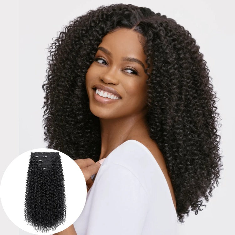 Kinky Curly Clip-In Hair Extensions for Black Women Full & Voluminous Look - Rafarada