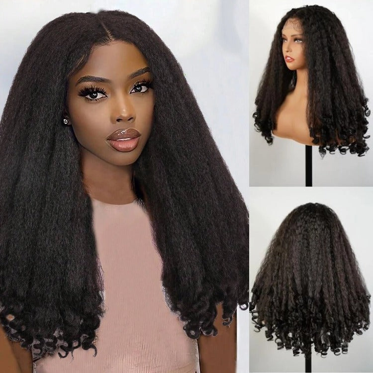 Glueless Wig Raw Kinky With Curl In the End Nature Wave Wig - Rafarada
