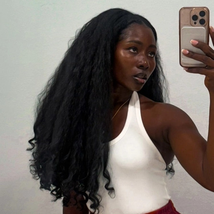 Glueless Wig Raw Kinky With Curl In the End Nature Wave Wig - Rafarada