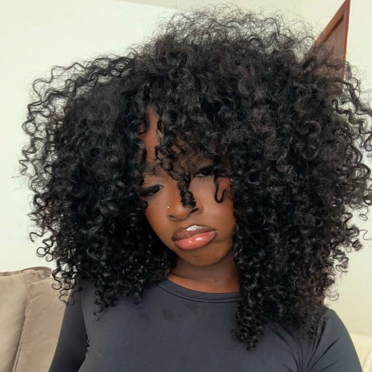 Kinky Curly Human Hair Lace Front Wigs for Black Women High Density Glueless Mongolian Afro Curly Wig - Rafarada