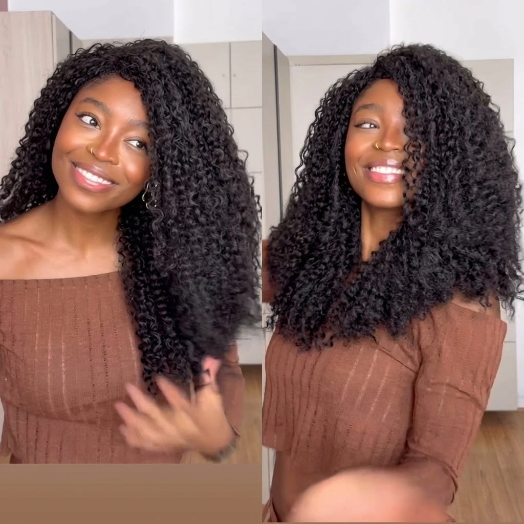 Glueless Half Wig Kinky Curly Realistic & Comfortable 3-In-1 Half Wig - Rafarada