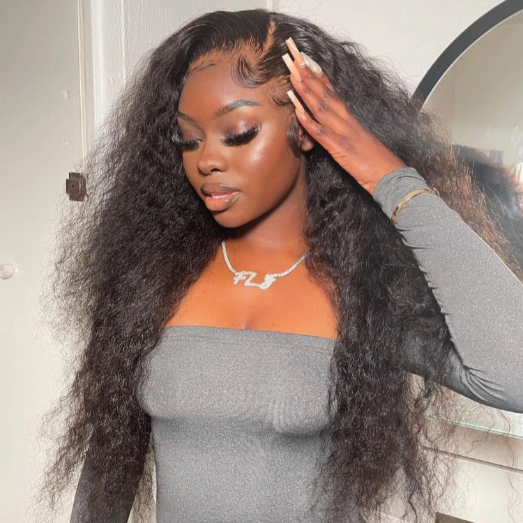 Kinky Curly Human Hair Wigs Prelucked Hairline For Women 4x4 Lace Closure Wig - Rafarada