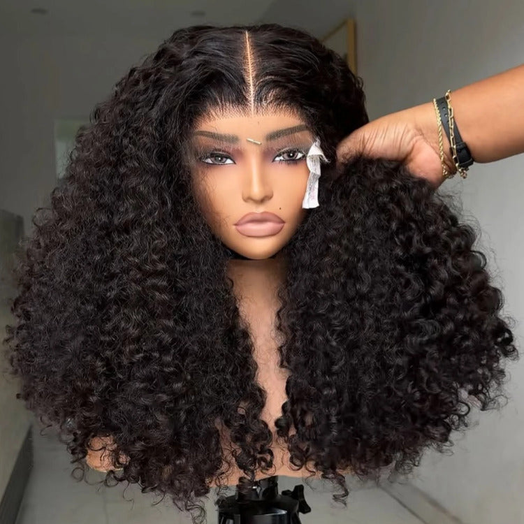 Long Jerry Curly Hair Lace Front Human Hair Wig Bleached Knots Wig - Rafarada