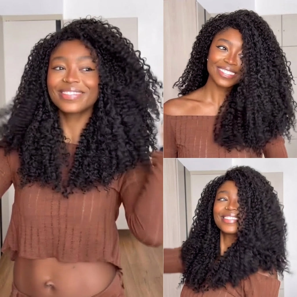Glueless Half Wig Kinky Curly Realistic & Comfortable 3-In-1 Half Wig - Rafarada
