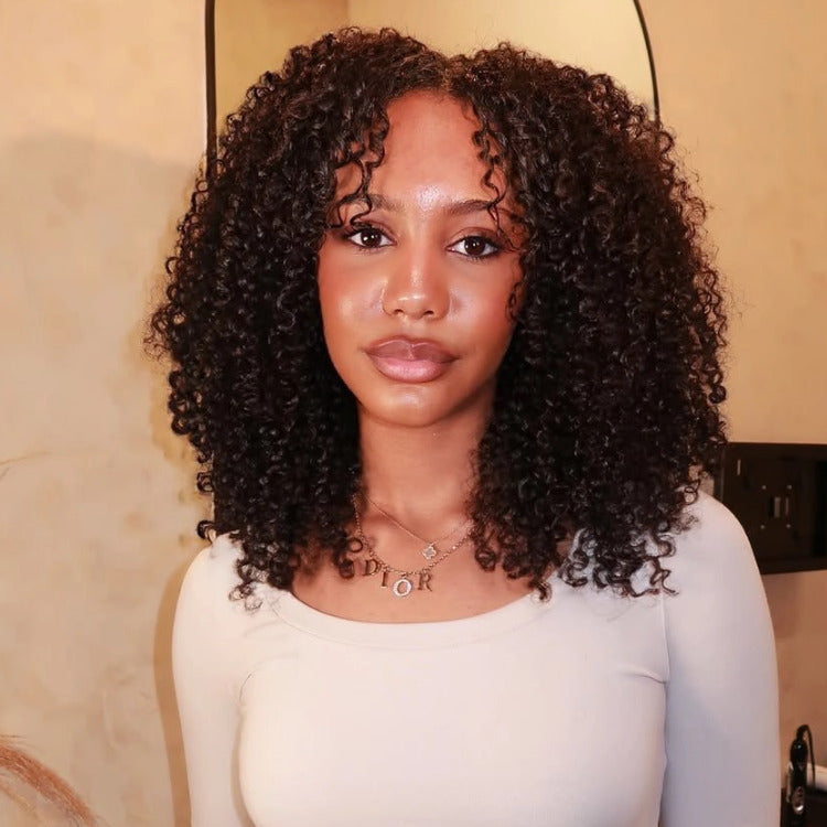 Kinky Curly Human Hair Lace Front Wigs With Bangs For Women Glueless Human Hair Wig - Rafarada