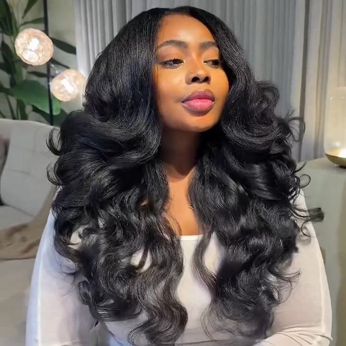 Kinky Straight Body Wave Glueless Lace Front Wig Natural Color Human Hair Glueless Wigs - Rafarada