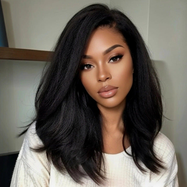 Raw Vietnamese Hair Kinky Straight Human Hair Wig HD Lace Front Wig Glueless Lace Wigs - Rafarada