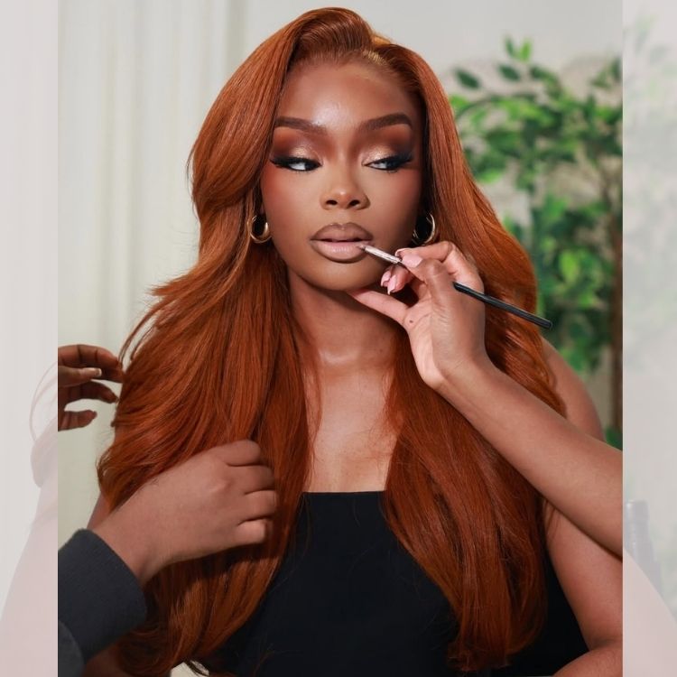 Ginger Color Human Hair Wig Lace Front Layered Hair Cut Body Wave Wig - Rafarada
