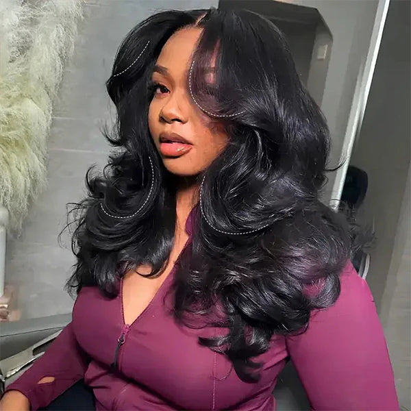 Layered Cut Pre-bleached Wear Go Wigs Face-Framing Body Wave Human Hair Wigs - Rafarada