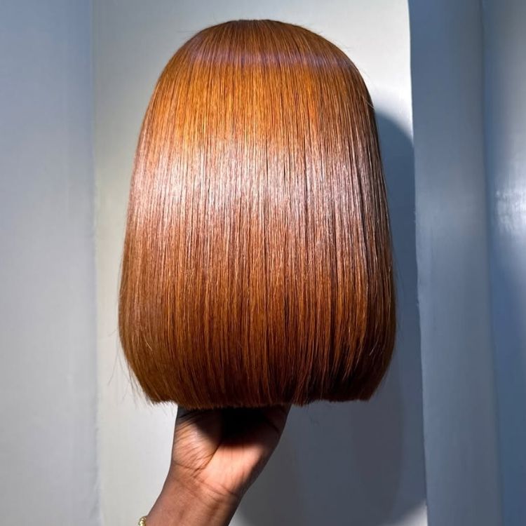 Glueless Bob Wigs Straight Hair Wig Light Brown Color HD Lace Frontal Human Hair Wigs - Rafarada