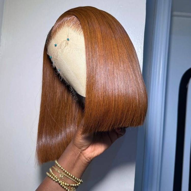 Glueless Bob Wigs Straight Hair Wig Light Brown Color HD Lace Frontal Human Hair Wigs - Rafarada