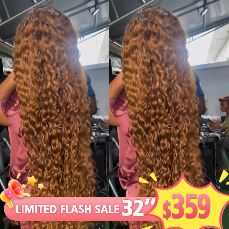 FLASH SALE | Long Honey Blonde Color Wig Raw Burmese Curly Wave Wig HD Transparent Lace Wigs - Rafarada