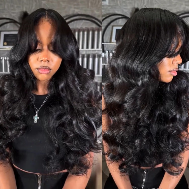 Loose Body Glueless 6x4 / 13x4 Transparent Lace Front Wig Pre Plucked 100% Human Hair Wig - Rafarada