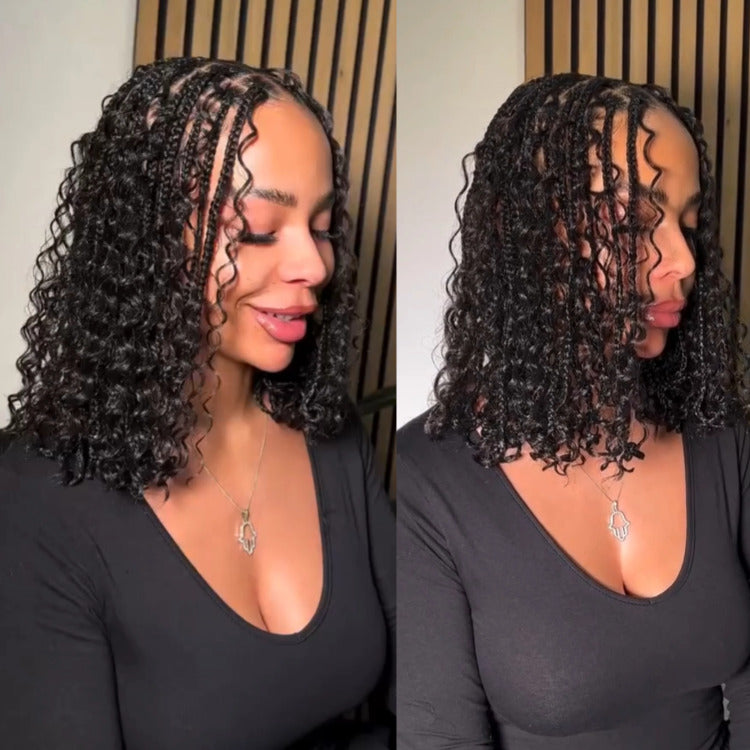 Deep Wave Crochet Human Hair Extensions 100% Human Braiding Hair For Crochet Braids & Locs Black Color - Rafarada